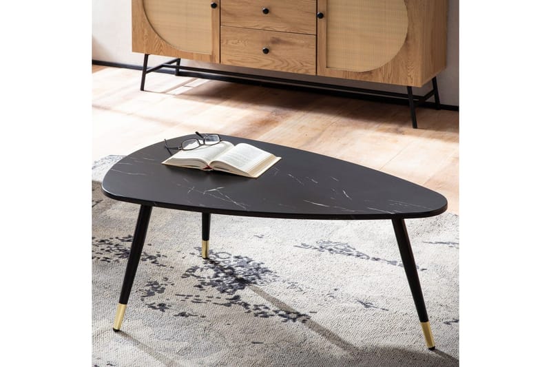 Soffbord Wohnling marmorutseende 90 cm, triangulär modern stil Marmor Svart - Marmor Svart - Möbler - Bord & matgrupp - Soffbord