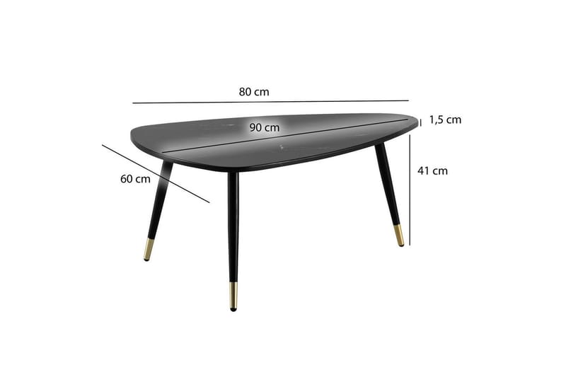 Soffbord Wohnling marmorutseende 90 cm, triangulär modern stil Marmor Svart - Marmor Svart - Möbler - Bord & matgrupp - Soffbord