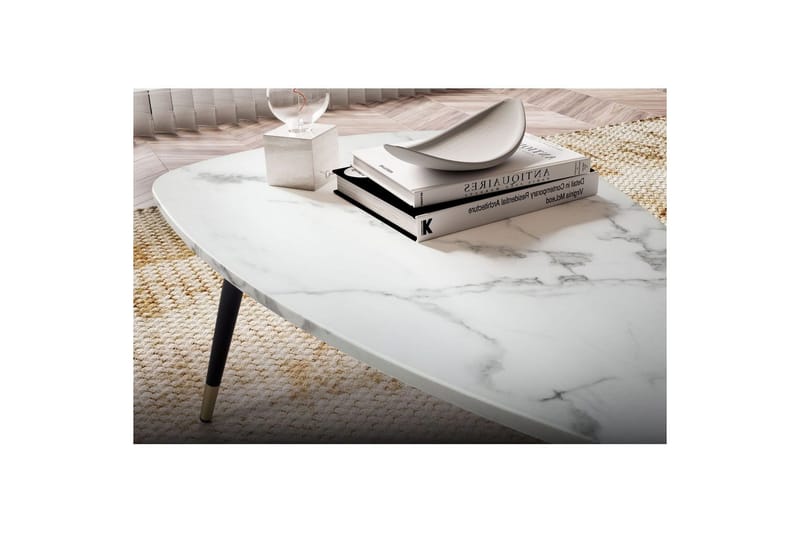 Soffbord Wohnling marmorutseende 90 cm, triangulär modern stil Marmor Vit - Marmor Vit - Möbler - Bord & matgrupp - Soffbord