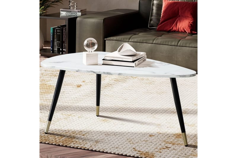 Soffbord Wohnling marmorutseende 90 cm, triangulär modern stil Marmor Vit - Marmor Vit - Möbler - Bord & matgrupp - Soffbord