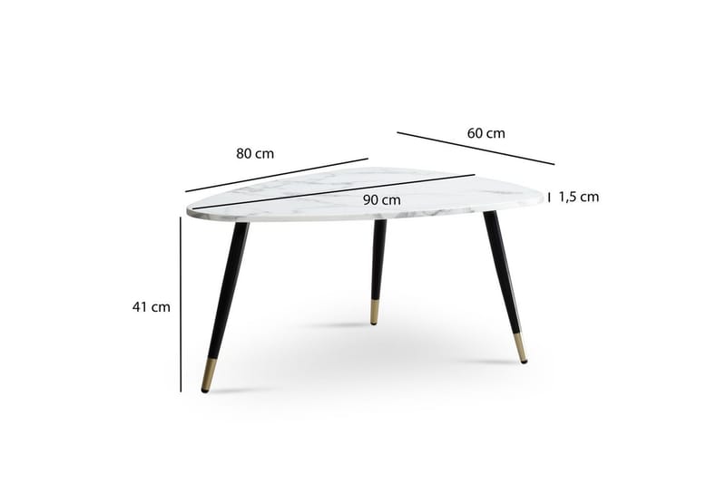 Soffbord Wohnling marmorutseende 90 cm, triangulär modern stil Marmor Vit - Marmor Vit - Möbler - Bord & matgrupp - Soffbord