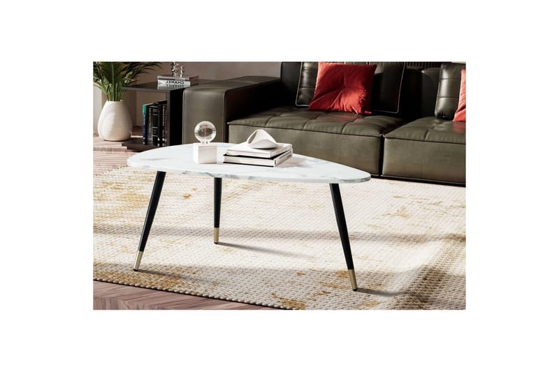 Soffbord Wohnling marmorutseende 90 cm, triangulär modern stil Marmor Vit - Marmor Vit - Möbler - Bord & matgrupp - Soffbord
