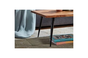 Soffbord Wohnling Massiv träkantskurva med nålformade metallben, lantlig stil - Möbler - Bord & matgrupp - Soffbord