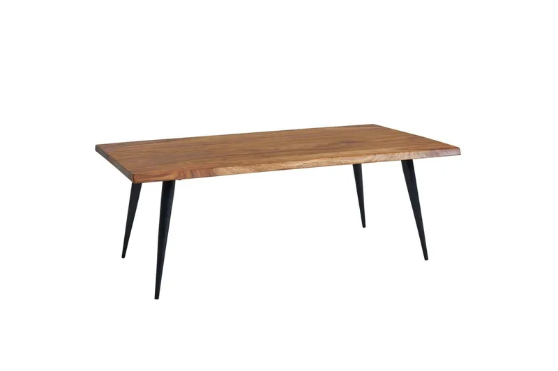 Soffbord Wohnling Massiv träkantskurva med nålformade metallben, lantlig stil