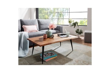 Soffbord Wohnling Massiv träkantskurva med nålformade metallben, lantlig stil - Möbler - Bord & matgrupp - Soffbord
