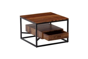 Soffbord Wohnling Massivt fyrkantigt trä i lantlig stil med lådbricka - Möbler - Bord & matgrupp - Soffbord