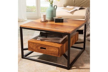 Soffbord Wohnling Massivt fyrkantigt trä i lantlig stil med lådbricka - Möbler - Bord & matgrupp - Soffbord