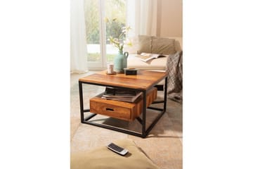 Soffbord Wohnling Massivt fyrkantigt trä i lantlig stil med lådbricka - Möbler - Bord & matgrupp - Soffbord