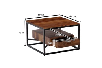 Soffbord Wohnling Massivt fyrkantigt trä i lantlig stil med lådbricka - Möbler - Bord & matgrupp - Soffbord