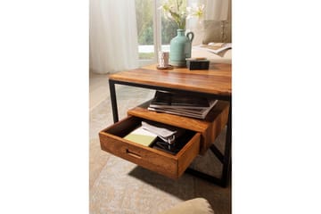 Soffbord Wohnling Massivt fyrkantigt trä i lantlig stil med lådbricka - Möbler - Bord & matgrupp - Soffbord