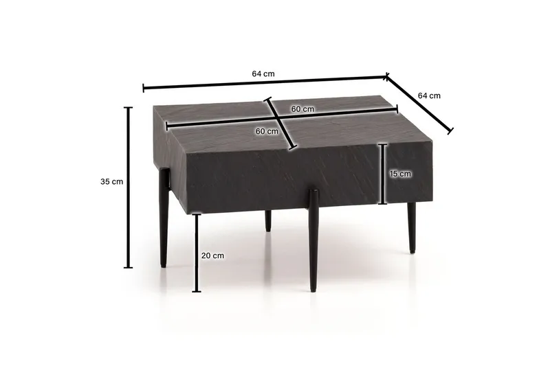 Soffbord Wohnling Massivt fyrkantigt trä i modern stenlook, modern - Möbler - Bord & matgrupp - Soffbord