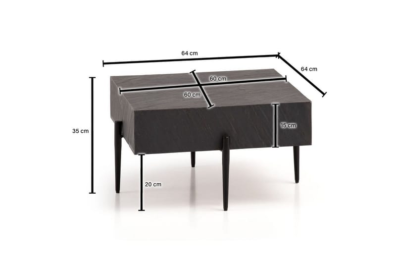 Soffbord Wohnling Massivt fyrkantigt trä i modern stenlook, modern - Möbler - Bord & matgrupp - Soffbord