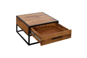 Soffbord Wohnling Massivt sheeshamträ 1 låda med pulverlackerad metallram Industriell - Möbler - Bord & matgrupp - Soffbord