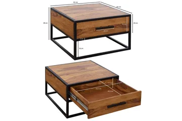 Soffbord Wohnling Massivt sheeshamträ 1 låda med pulverlackerad metallram Industriell - Möbler - Bord & matgrupp - Soffbord