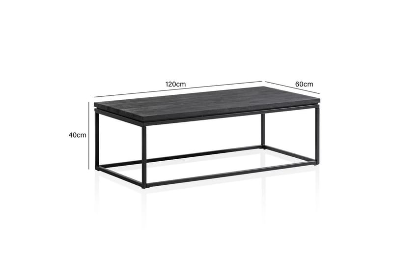 Soffbord Wohnling massivt trä, metallklassisk ram, modern stil 120x60x40 cm - 120x60x40 cm - Möbler - Bord & matgrupp - Soffbord