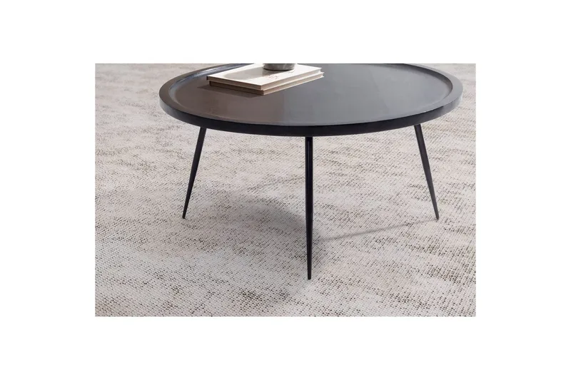 Soffbord Wohnling massivt trä, rund 75 cm med nålben, herrgårdsstil Svart - Svart - Möbler - Bord & matgrupp - Soffbord