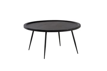 Soffbord Wohnling massivt trä, rund 75 cm med nålben, herrgårdsstil Svart - Svart - Möbler - Bord & matgrupp - Soffbord