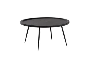 Soffbord Wohnling massivt trä, rund 75 cm med nålben, herrgårdsstil Svart - Svart - Möbler - Bord & matgrupp - Soffbord