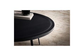 Soffbord Wohnling massivt trä, rund 75 cm med nålben, herrgårdsstil Svart - Svart - Möbler - Bord & matgrupp - Soffbord