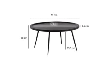 Soffbord Wohnling massivt trä, rund 75 cm med nålben, herrgårdsstil Svart - Svart - Möbler - Bord & matgrupp - Soffbord