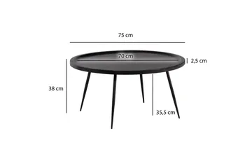 Soffbord Wohnling massivt trä, rund 75 cm med nålben, herrgårdsstil Svart - Svart - Möbler - Bord & matgrupp - Soffbord
