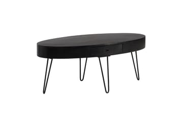 Soffbord Wohnling Massivt trä 100 cm oval med låda lantligt stil - Möbler - Bord & matgrupp - Soffbord