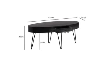 Soffbord Wohnling Massivt trä 100 cm oval med låda lantligt stil - Möbler - Bord & matgrupp - Soffbord