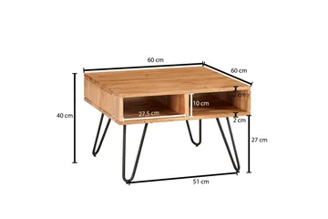 Soffbord Wohnling Massivt trä 60 cm fyrkantig med 4 förvaringsbrickor lantligt - Möbler - Bord & matgrupp - Soffbord