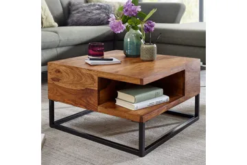 Soffbord Wohnling Massivt trä 60 cm fyrkantig med bricka lantligt - Möbler - Bord & matgrupp - Soffbord