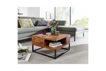 Soffbord Wohnling Massivt trä 60 cm fyrkantig med bricka lantligt - Möbler - Bord & matgrupp - Soffbord