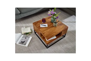 Soffbord Wohnling Massivt trä 60 cm fyrkantig med bricka lantligt - Möbler - Bord & matgrupp - Soffbord