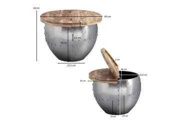 Soffbord Wohnling Massivt trä 60 cm Industriell nitad förvaringsutrymme - Möbler - Bord & matgrupp - Soffbord