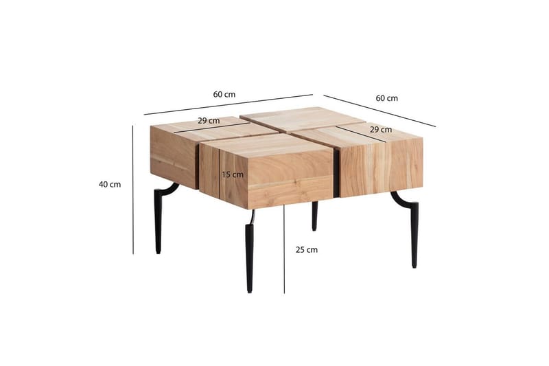 Soffbord Wohnling massivt trä 60 cm kub, fyrkantig, modern stil ljusbrun - ljusbrun - Möbler - Bord & matgrupp - Soffbord