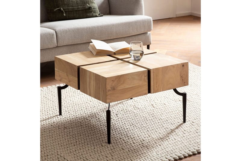 Soffbord Wohnling massivt trä 60 cm kub, fyrkantig, modern stil ljusbrun - ljusbrun - Möbler - Bord & matgrupp - Soffbord