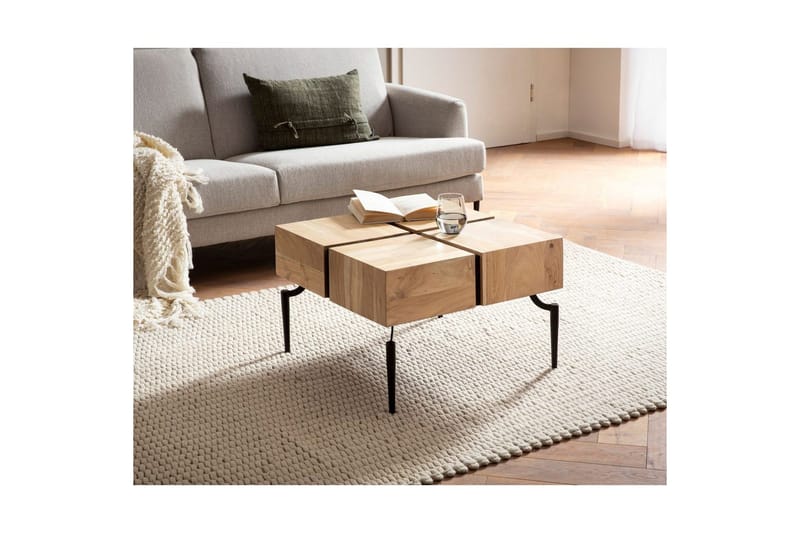 Soffbord Wohnling massivt trä 60 cm kub, fyrkantig, modern stil ljusbrun - ljusbrun - Möbler - Bord & matgrupp - Soffbord