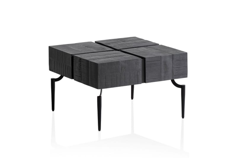 Soffbord Wohnling massivt trä 60 cm kub, fyrkantig, modern stil Svart - Svart - Möbler - Bord & matgrupp - Soffbord