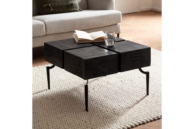 Soffbord Wohnling massivt trä 60 cm kub, fyrkantig, modern stil Svart - Svart - Möbler - Bord & matgrupp - Soffbord