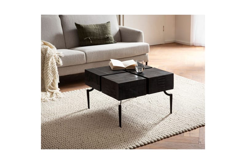 Soffbord Wohnling massivt trä 60 cm kub, fyrkantig, modern stil Svart - Svart - Möbler - Bord & matgrupp - Soffbord
