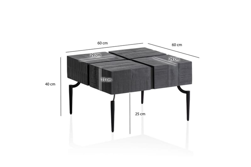 Soffbord Wohnling massivt trä 60 cm kub, fyrkantig, modern stil Svart - Svart - Möbler - Bord & matgrupp - Soffbord