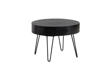 Soffbord Wohnling massivt trä 60 cm rund med låda, lantlig stil Svart - Svart - Möbler - Bord & matgrupp - Soffbord