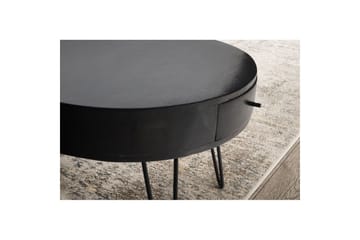 Soffbord Wohnling massivt trä 60 cm rund med låda, lantlig stil Svart - Svart - Möbler - Bord & matgrupp - Soffbord