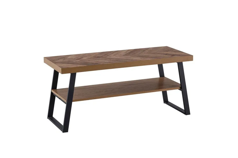 Soffbord Wohnling Massivt trä fiskbensmönster förvaringsutrymme 100 cm - Möbler - Bord & matgrupp - Soffbord