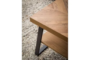 Soffbord Wohnling Massivt trä fiskbensmönster förvaringsutrymme 100 cm - Möbler - Bord & matgrupp - Soffbord