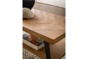 Soffbord Wohnling Massivt trä fiskbensmönster förvaringsutrymme 100 cm - Möbler - Bord & matgrupp - Soffbord