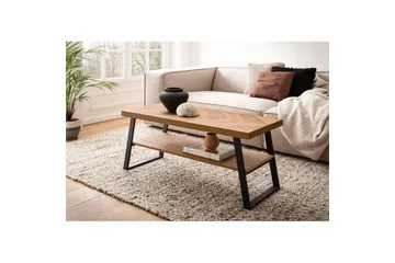 Soffbord Wohnling Massivt trä fiskbensmönster förvaringsutrymme 100 cm - Möbler - Bord & matgrupp - Soffbord