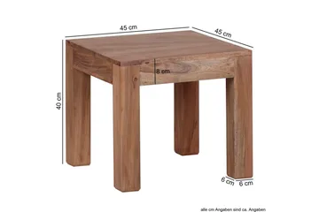 Soffbord Wohnling Massivt trä Lantstil Klassisk Handgjord 45x45 cm, Akacia - 45x45 cm, Akacia - Möbler - Bord & matgrupp - Soffbord