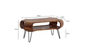 Soffbord Wohnling Massivt trä med lagringsutrymme och industriella metallben i lantlig stil - Möbler - Bord & matgrupp - Soffbord