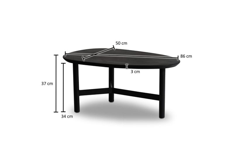Soffbord Wohnling Massivt trä njurformad 3-bensram modern - Möbler - Bord & matgrupp - Soffbord