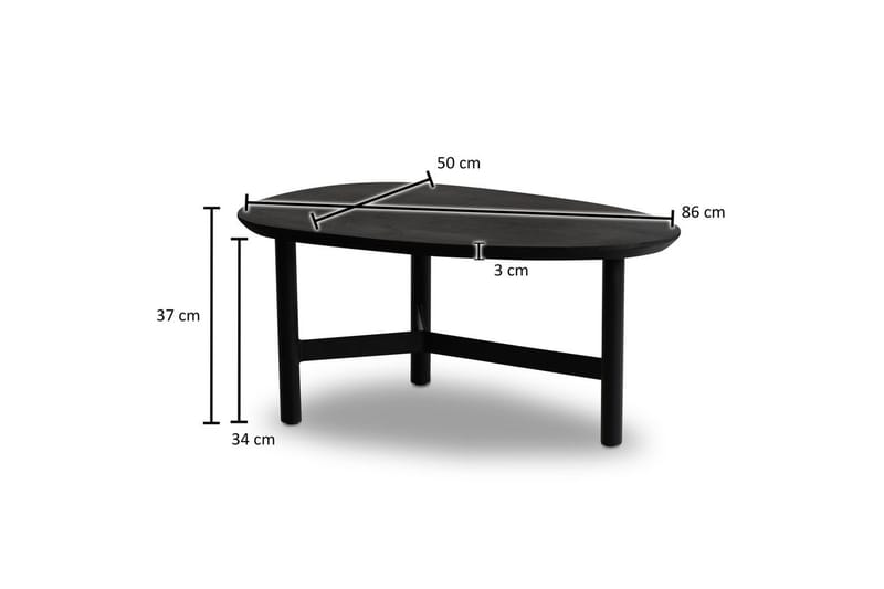 Soffbord Wohnling Massivt trä njurformad 3-bensram modern - Möbler - Bord & matgrupp - Soffbord