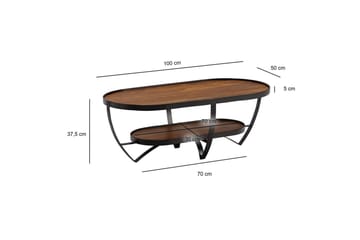 Soffbord Wohnling Massivt trä oval industriell stil med förvaring - Möbler - Bord & matgrupp - Soffbord